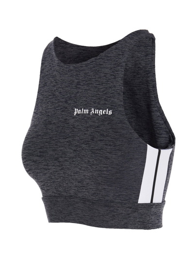 Shop Palm Angels Logo Sporty Top In Gray