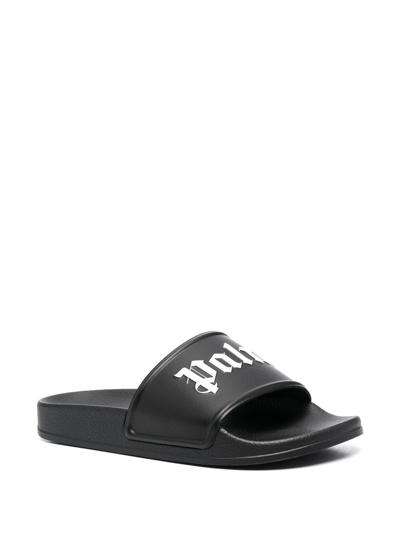 Palm Angels Logo-embossed Flat Slides In Black | ModeSens