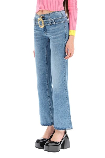 Shop Cormio Belted Jeans In Blue