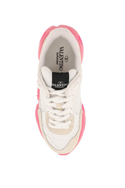 Shop Valentino Garavani Mesh And Leather Bubbleback Sneakers In Mixed Colours