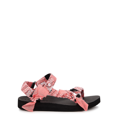 Shop Arizona Love Trekky Pink Bandana-trimmed Sandals In Coral