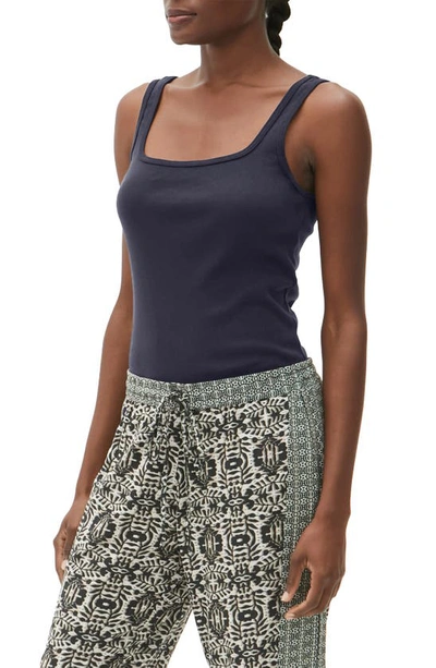 Shop Michael Stars Zabrina Square Neck Cotton Tank Top In Admiral