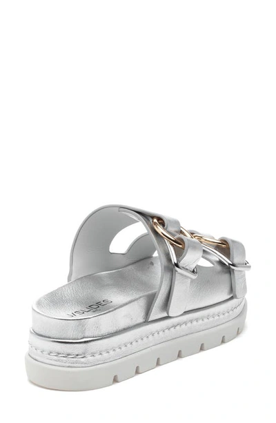 Shop Jslides Baha Slide Sandal In Silver Metallic Leather