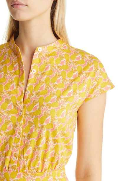 Shop Boden Print A-line Shirtdress In Brioche Pineapple Cluster
