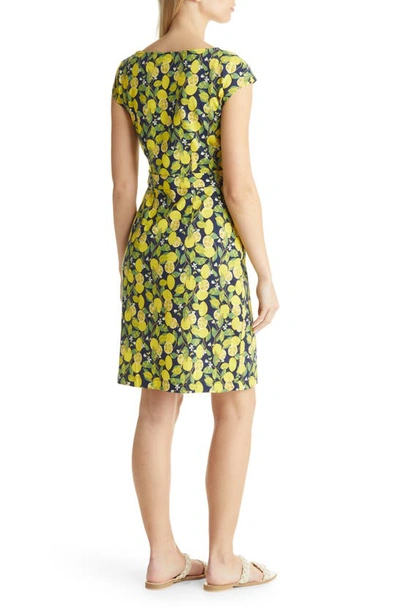 Shop Boden Florrie Floral Jersey Dress In French Navy Lemon Vine