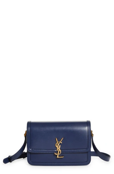 Shop Saint Laurent Medium Solferino Leather Shoulder Bag In Blue Charron