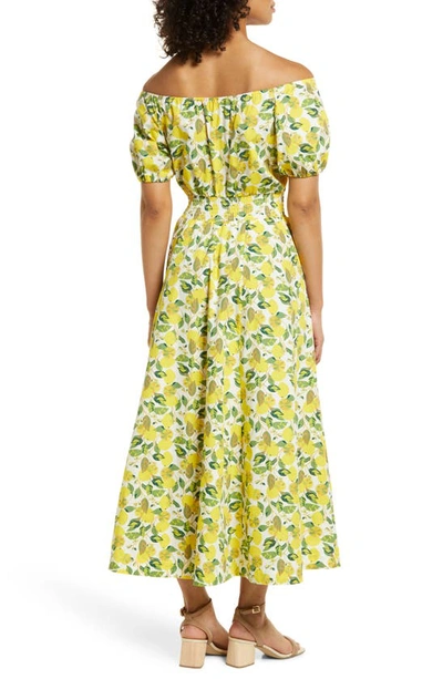 Shop Boden Off The Shoulder Cotton Maxi Dress In Ivory And Yellow Lemon Vine