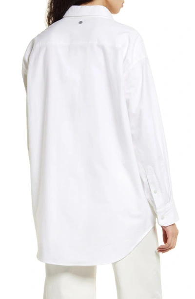Shop Something Navy Classic Cotton Button-up Shirt In White