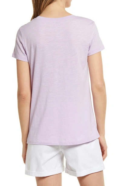 Shop Caslon Rounded V-neck T-shirt In Purple Bloom