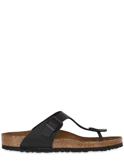 Shop Birkenstock Gizeh Leather Thong Sandals In Black