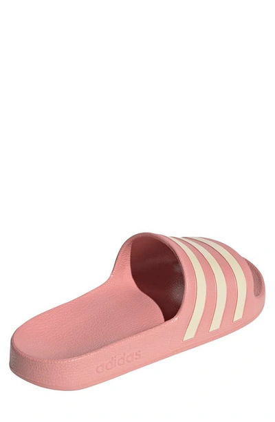 Shop Adidas Originals Adilette Aqua Slide Sandal In Wonder Mauve/ Wonder White