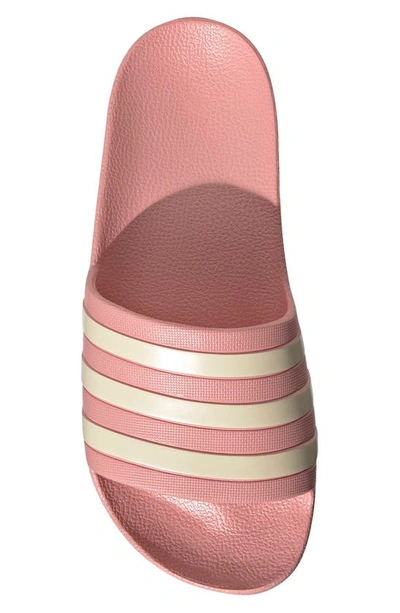 Shop Adidas Originals Adilette Aqua Slide Sandal In Wonder Mauve/ Wonder White