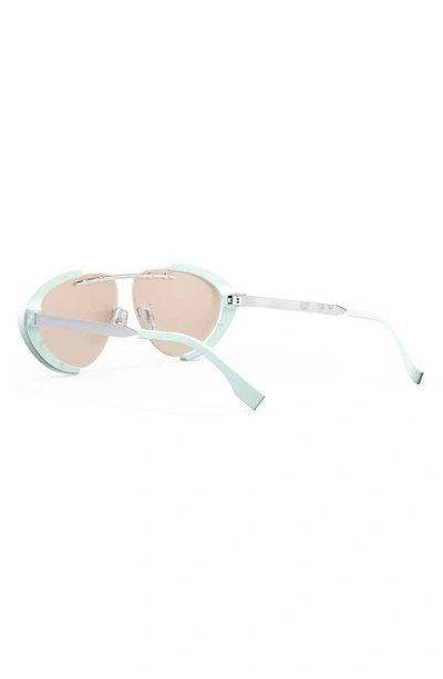Shop Fendi The Land 59mm Oval Sunglasses In Light Blue / Bordeaux Mirror
