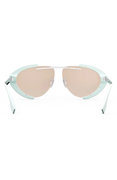 Shop Fendi The Land 59mm Oval Sunglasses In Light Blue / Bordeaux Mirror
