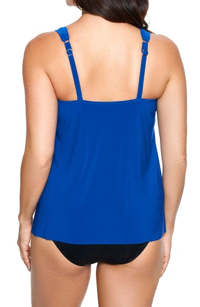 Miraclesuit Razzle Dazzle Draped Tankini Swim Top In Azul Blue