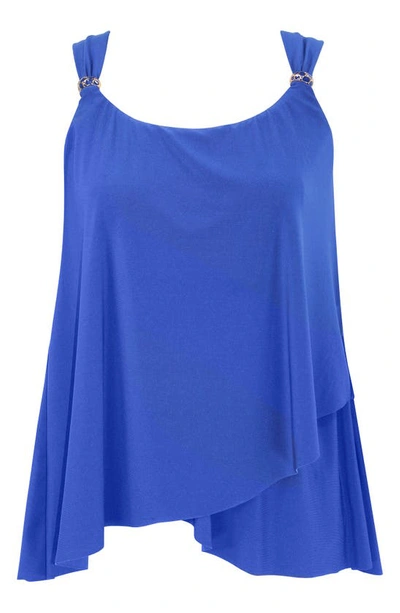 Miraclesuit Razzle Dazzle Draped Tankini Swim Top In Azul Blue