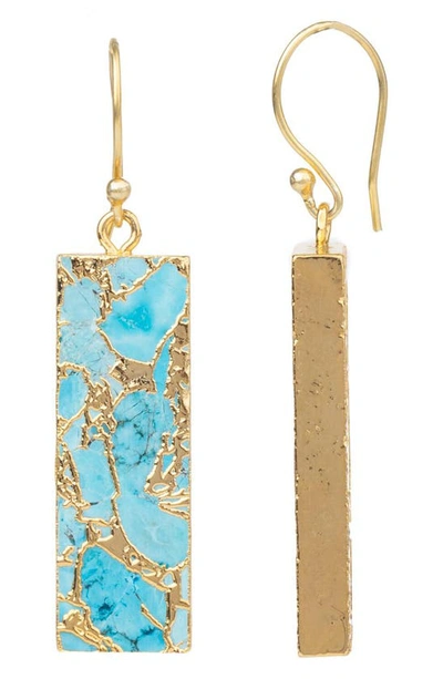 Shop Saachi 18k Gold Plated Mojave Turquoise Rectangle Drop Earrings