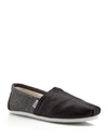 TOMS Coated Canvas and Faux Fur Slip On Sneakers,1539686BLACK