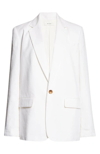 Shop A.l.c Dakota Linen Blend Jacket In Ecru