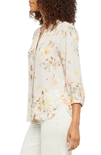 Shop Nydj High-low Crepe Blouse In Oasis Garden