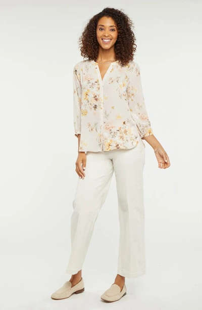 Shop Nydj High-low Crepe Blouse In Oasis Garden