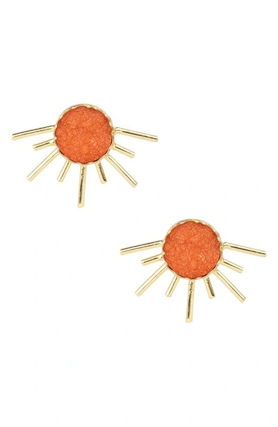 Shop Saachi Drusy Sun Stud Earrings In Orange