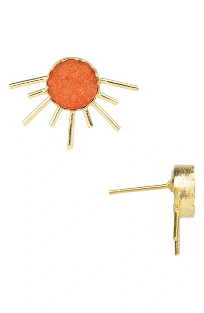 Shop Saachi Drusy Sun Stud Earrings In Orange