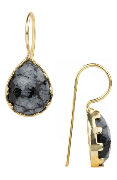 Shop Saachi Midnight Glow 14k Gold Plated Pear Agate Drop Earrings In Black