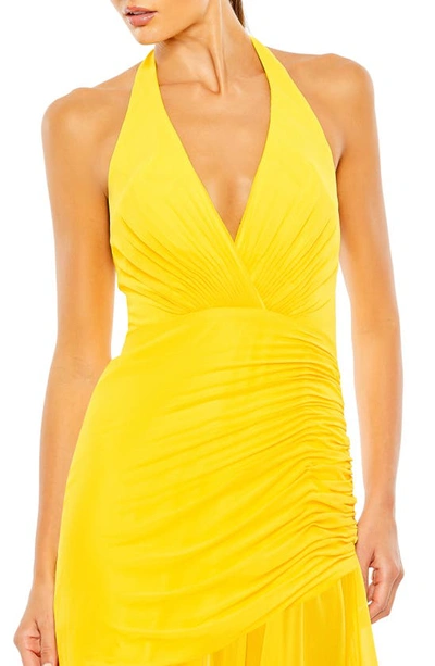 Shop Mac Duggal Ruched Asymmetric Chiffon Dress In Sunshine