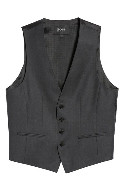 Shop Hugo Boss Boss Virgin Wool Vest In Dark Grey