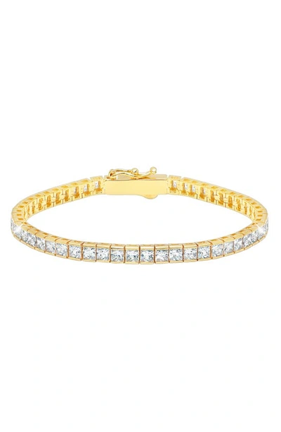 Shop Crislu Princess Cubic Zirconia Tennis Bracelet In Gold