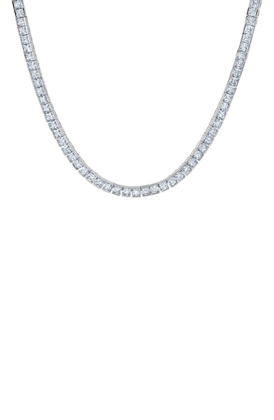 Shop Crislu Princess Cubic Zirconia Tennis Necklace In Platinum