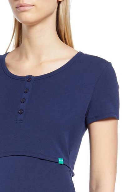 Modern Eternity Maternity/nursing Henley Dress In Navy