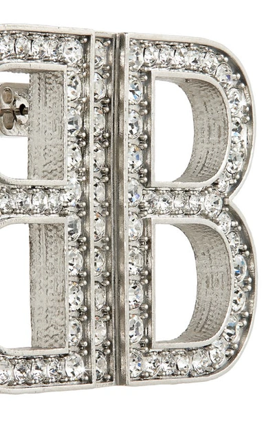 Shop Balenciaga Bb Stud Earrings In Silver/ Crystal