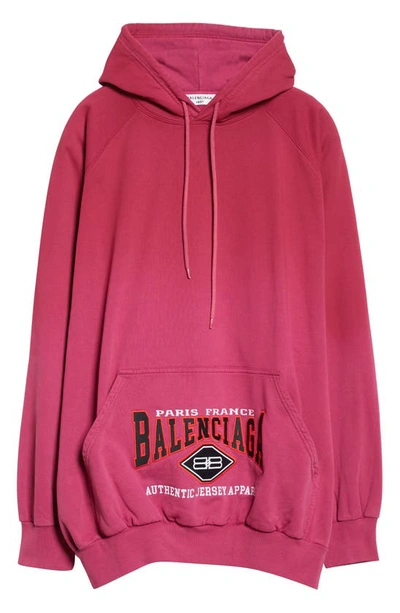 Shop Balenciaga Oversized Cotton Hoodie In Dark Fuchsia W