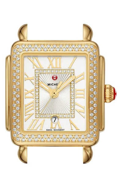 Shop Michele Deco Madison Diamond Dial Watch Head, 29mm X 31mm In Gold/ White