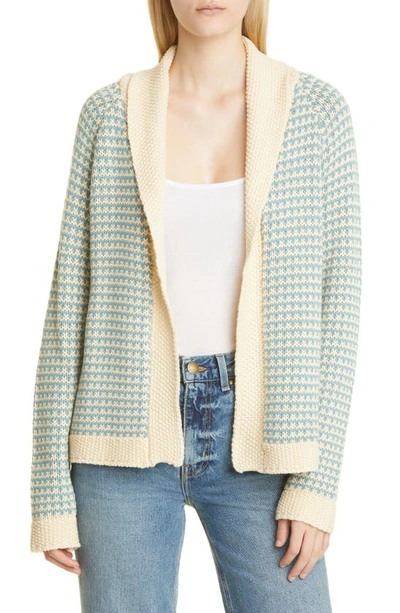 Shop The Great The Minicheck Lodge Shawl Collar Cardigan In Morning Sky