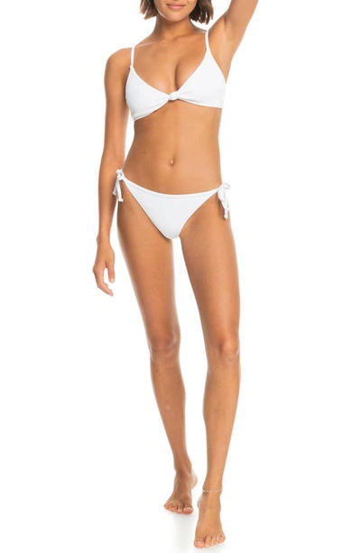 Shop Roxy Love The Surf Ribbed Bikini Top In Bright White