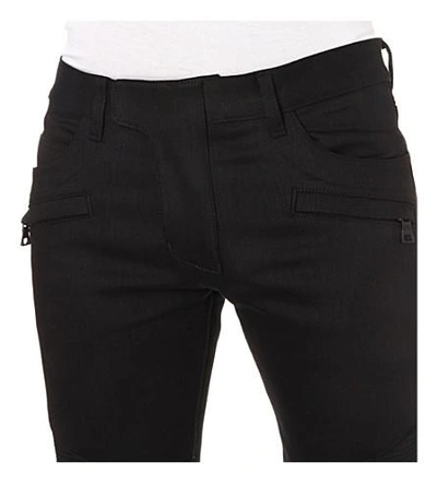 Shop Balmain Biker Slim-fit Skinny Stretch-denim Jeans In Noir/black
