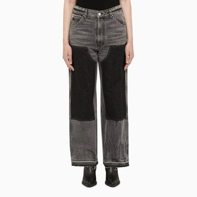 Shop Amiri Black Faded Jeans With Panels In Grey