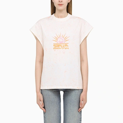 Shop Stella Mccartney Logo-print T-shirt Coral In Beige