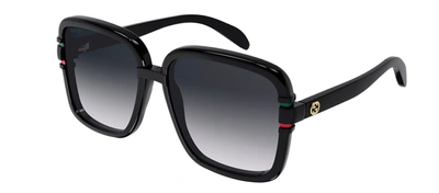 Gucci Gg1066s 001 Oversized Square Sunglasses With Gg Web In Grey