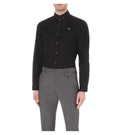 Shop Vivienne Westwood Regular-fit Two-button Cotton Shirt In Black