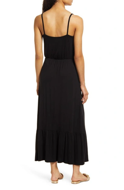 Shop Loveappella Tie Front Maxi Sundress In Black