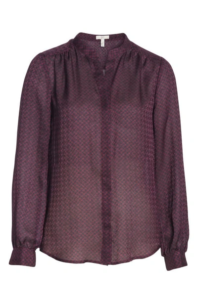 Shop Joie Mintee Houndstooth Check Blouse In Blackberry
