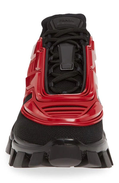 Shop Prada Cloudbust Thunder Sneaker In Nero/ Scarlatto