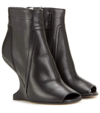 Rick Owens Black Cantilevered Wedged Booties