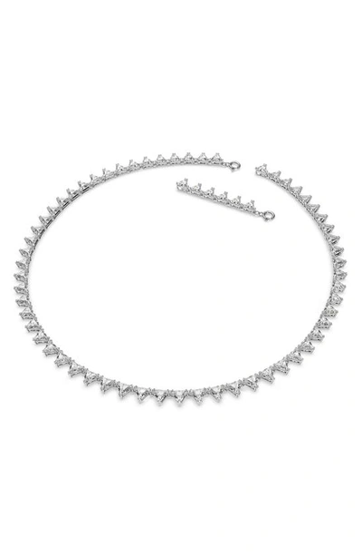 Shop Swarovski Ortyx Triangle Cut Cubic Zirconia Tennis Necklace In White