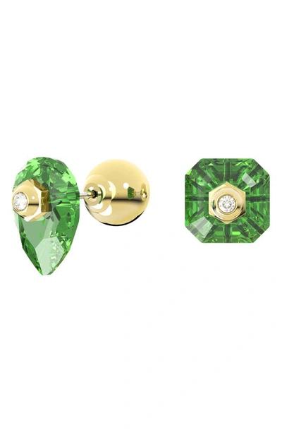 Shop Swarovski Numina Mismatched Stud Earrings In Green