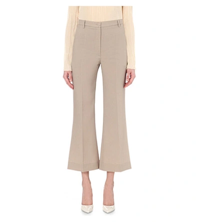 Shop Nina Ricci Flared Cropped Wool Trousers In Light Sage